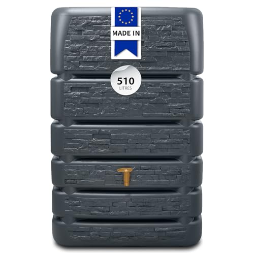 4rain Slim Stone Decor Recuperateur d Eau de Pluie 510 L Gris Graphit – Cuve Murale décorative pour Jardin – Collecteur d’Eau Design Robuste avec Robinet