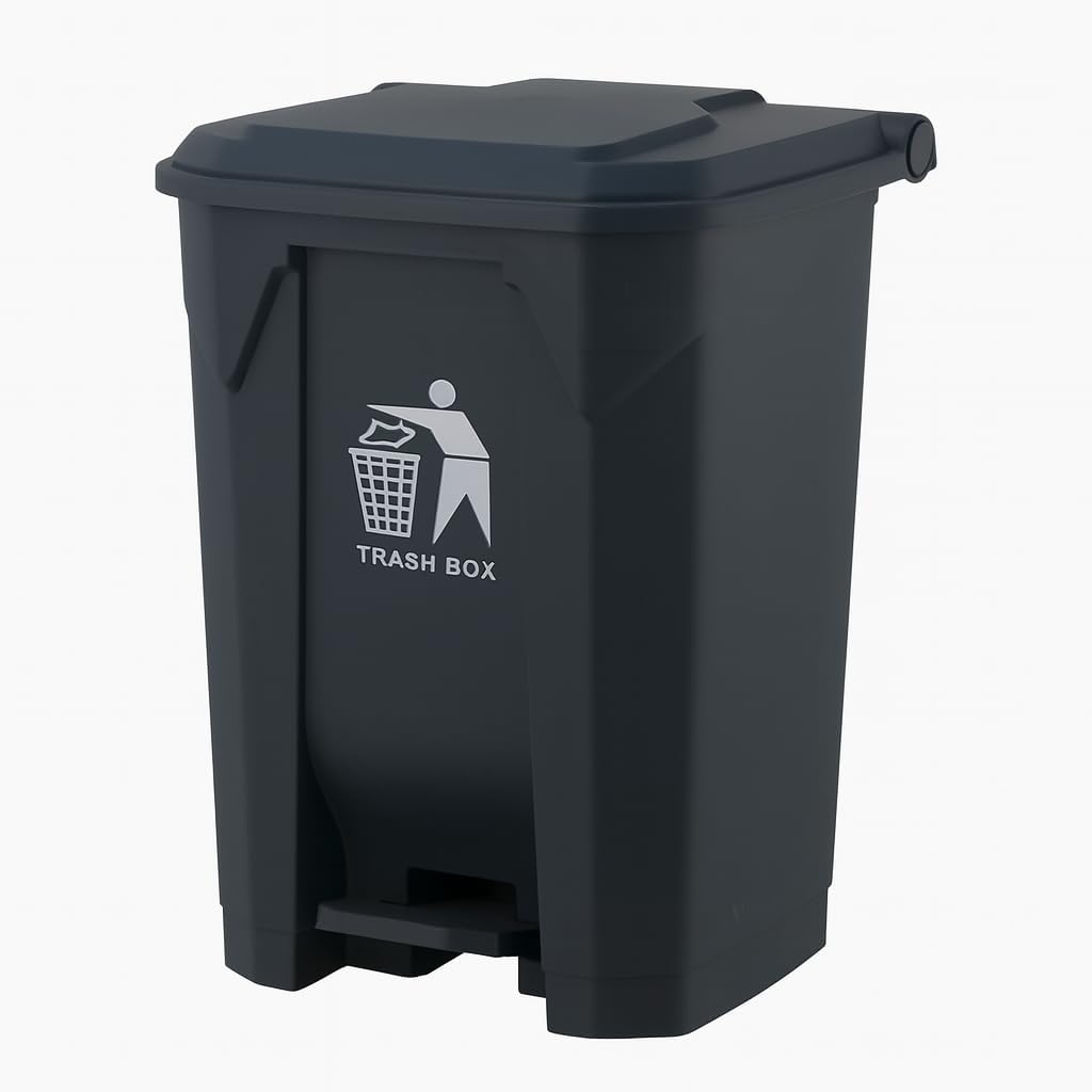 BURAKH Recycling Dustbin Rubbish Pedal Trash Bin | Foot Pedal Bin Home Bedroom Bathroom Kitchen | Indoor Outdoor Rubbish and Waste with Pedal | Bin Recycling Waste Dustbin (Black, 30 Litre)
