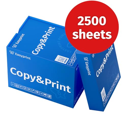 Easyprint Printer Paper Copier Paper 2500 Sheets 5 x 500 A4 Premium Brilliant White CIE 160 Test Winner PEFC Environmental Certificate