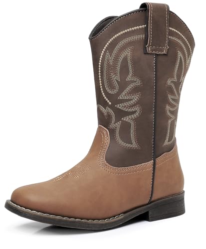 Blikcon Kids Cowboy Boots for Boys Girls Square Toe Cowgirls Boots