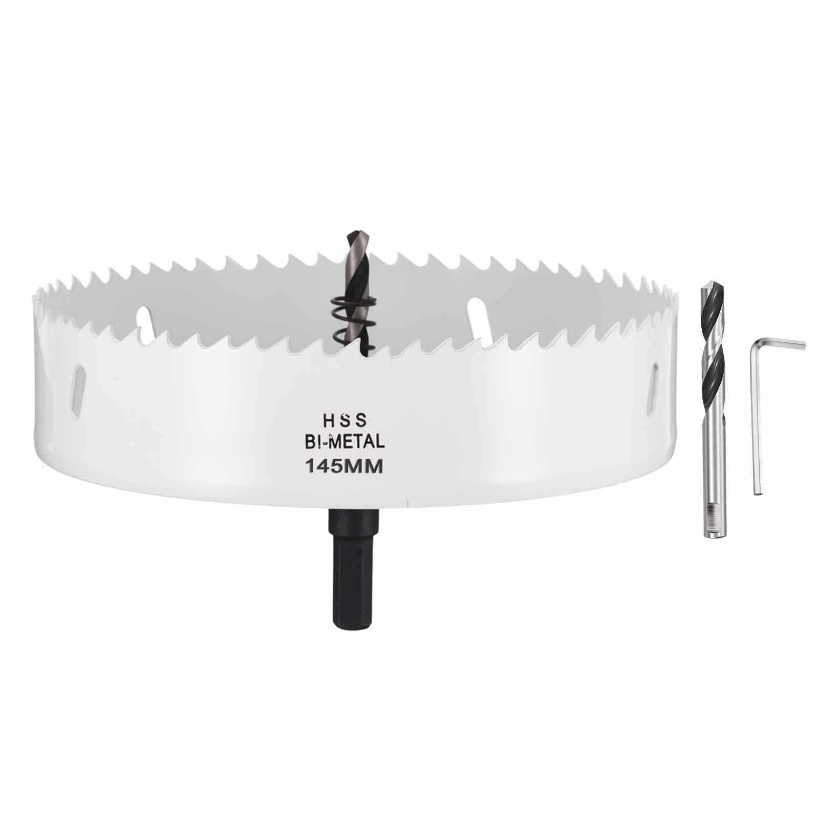 CoCud 5-45/64" (145mm) Hole Saw, M42 Bi-Metal Hex Shank Hole Cutters with 2pcs Drill Bit
