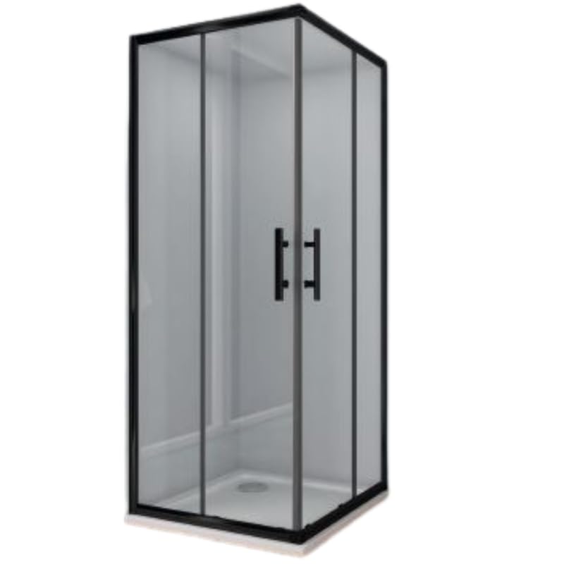 Impalli - Mampara de ducha angular de 190 cm de altura, extensible de 68 a 69,5 cm, 118 a 119,5 cm, puertas correderas, cabina de ducha reversible, cristal templado de 6 mm, acabado de cristal