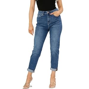 Ex Famous Store Mom Jeans High Waisted for Women UK, Ladies Ankle Grazer Relaxed Fit Jean