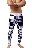 KAMUON Men’s Cotton Pouch Underwear Long Johns Thermal Pants Bottoms Leggings (US M (Asian Tag L), Blue)