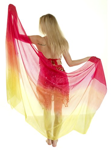 Turkish Emporium - Velo per danza del ventre di seta giallo, arancione, rosso taglia unica 