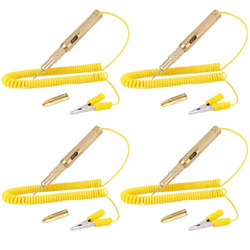 4 comprobadores de corriente para coche, 6 – 24 V, lámpara de prueba de 12 V con cable de 250 cm y pinza de cocodrilo, probador para coche, moto, camión