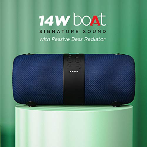 Image of Boat Stone 1208 Bluetooth Speaker with Upto 9 Hours Playback, RGB LEDs, True Wireless Feature, Carry Strap, IPX7 and Ergonomical Design(Blue)