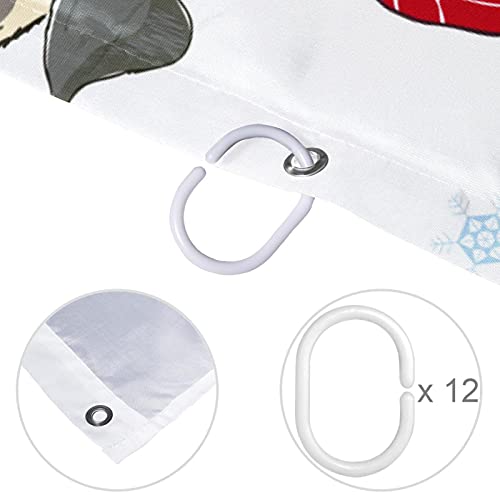 Rideau de douche carlin de Noël imperméable 183x183 cm pour éviter l'eau au sol
