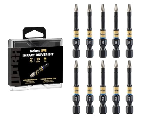 Image of toolant T10 2 inch Impact Torx Bits, 1 /4 inch Hex, S2 Steel, 10-Piece Set