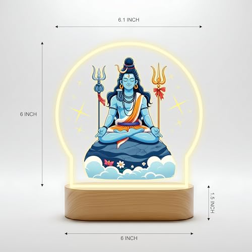 Image of Giftplease Divine Baby Shiva LED Desk Lamp - Warm Glow Spiritual Night Light - Cute Bal Shiva Table Decor for Pooja Room, Meditation Space, and Kids' Bedroom - Religious Gift & Home Accent GL 12