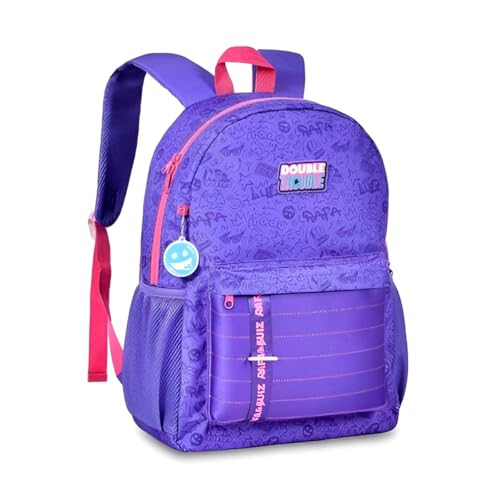 Mochila Escolar Juvenil para Adolescente, Roxa, Bolsa de Costas
