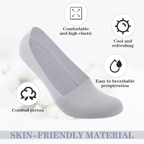 Image of 5 Pairs Thin No Show Socks Women, Non Slip Low Cut Liner Socks, Invisible Thin Sock Women for Loafers, Flats - Breathable, Lightweight