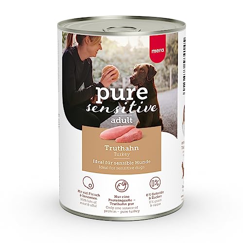 MjAMjAM - Premium Nassfutter für Hunde - Mixpaket II - mit Huhn & Ente, Rind, Pute, Kalb, Truthahn, Lamm, 6er Pack (6 x 400 g), getreidefrei mit extra viel Fleisch 5 MERA Pure Sensitive Truthahn, Hundefutter nass mit hohem Fleischanteil und getreidefrei, Nassfutter aus 100% tierischem Protein für Sensible Hunde, Single Protein (6 x 400 g)