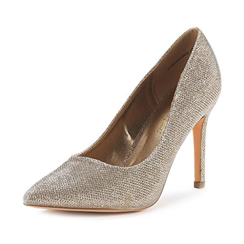 DREAM PAIRS Women's Gold Glitter High Heel Pump Shoes - 9 M US