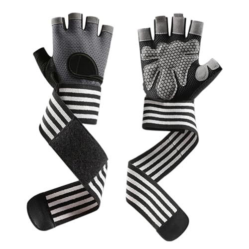 Menolana Workout Gloves Training Mitts Breathable,Lightweight Half Finger Gloves Hand Protector for Summer Men Women Outdoor Bicycling, Grey, XL