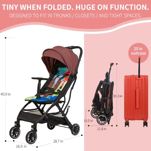 Image of Cool Kids Superb Lightweight Travel Stroller, Compact One-Hand Fold Buggy | Need an airplane approved toddler stroller? Slide folded giraffe pram like rolling luggage through airport security.