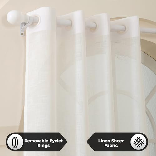 Image of Story@Home Sheer Curtains 8 Feet Long Set of 1 | Net Semi Transparent Curtain | Solid Printed | Semi Long Door Curtain for Living Room, Bedroom | (118 X 242 cm, Off White)