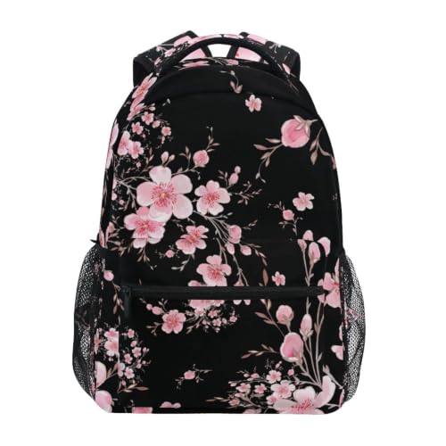 Mnsruu Sac à dos floral cerisier Sakura pour enfants, garçons et filles, sac d'école pour l'école élémentaire et le collège, sac à dos pour ordinateur portable, sac de voyage décontracté, sac à dos