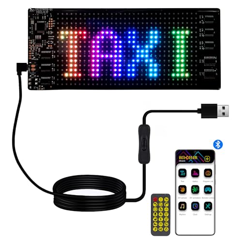 Image of Programmable Flexible Led Display, 7''X3'' Scrolling Led Car Sign, Ultra-Thin Flexible Bluetooth Led Screen, Custom Digital Led Display, Bluetooth App Remote Control Led Signs For Business Car Home