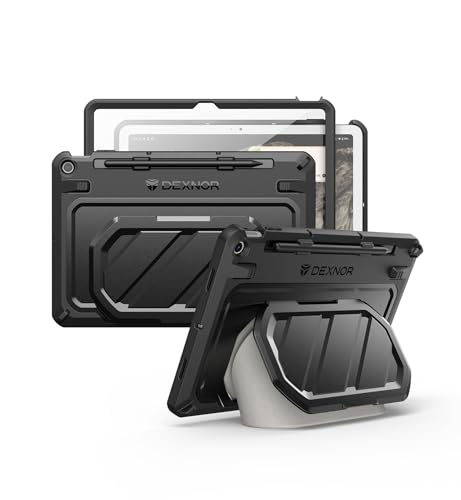 Dexnor Case for Google Pixel Tablet 11 Inch 2023 Release, [Built-in PET Screen Protector & Multi-Angle Kickstand] Heavy Duty Shockproof Full Body Cover, Compatible with Charging Speaker Dock - Black