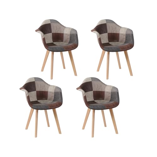 GrandCA HOME Juego de 4 sillas de comedor, estilo nórdico, silla de cocina, silla de oficina (marrón)