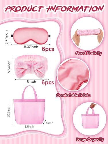 Sintuff 24 Pcs Sleepover Party Supplies for Girls 6 Spa Party Robes 6 Tote Bags 6 Headbands 6 Spa Masks2