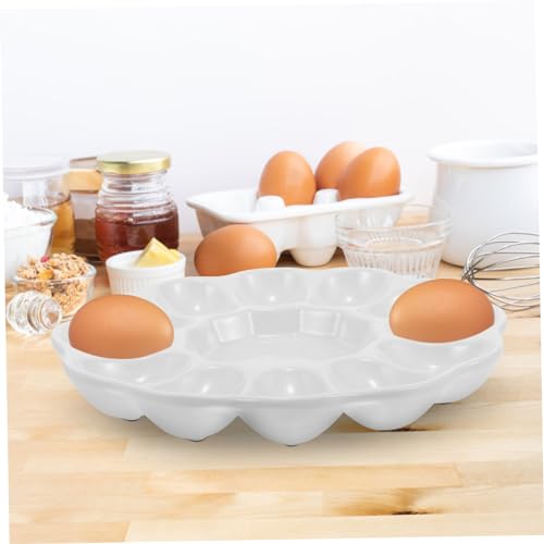 Plato de cerámica para huevos rellenos 12 compartimentos diseño clásico 6