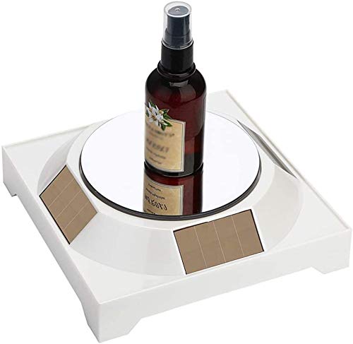 Professionelle solarbetriebene rotierende Ständer, Solar-Showcase 360 ​​Grad mit LED-Licht-Plattenspieler rotierender Uhr Telefon