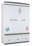 4 Einlegeböden Polini Kids Kinder Kleiderschrank Basic Monsters 3-türig grau weiß, 1188-2