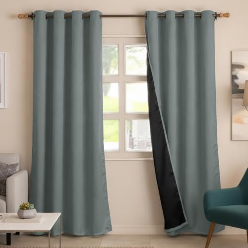 Image of HOMEMONDE 100% True Blackout Curtains 6 Feet Window - Set of 2 Curtains, Embossed Panels Light Block Thermal Insulated & Noise Reducing Room Darkening Curtains (Abstract Grey, 72Inch)