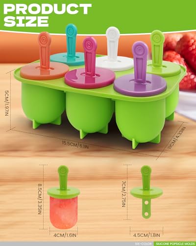 Silicone Popsicles Molds, Popsicle Mold for Kids, Ice Cream Molds, Ice Pop Mold with Popsicle Holders 6 Colorful Reusable Sticks BPA Free - Image 3