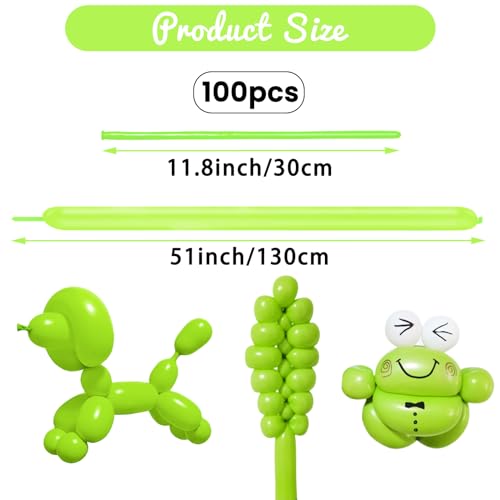 Image of 100Pcs Light Green 260 Balloons, Long Balloon for Tying Balloon Arch, Long Skinny Balloons for Twisting Ballons Animal balloons Birthday Party Wedding Festival Decorations