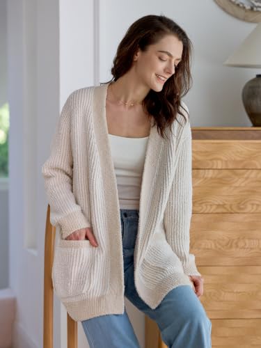 Image of Snuggle Sac Cardigan Sweaters for Women with Pocket Trendy Casual Long Sleeve Tops Open Front Fall Winter Coats