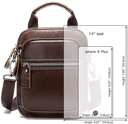 Sacs pour hommes en cuir véritable avec compartiment téléphone portable - 3