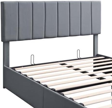 Miniatura 6 de Harper & Bright Designs Cama de plataforma tamaño Queen con almacenamiento inferior, marco de cama tapizado con cabecera y sistema de almacenamiento