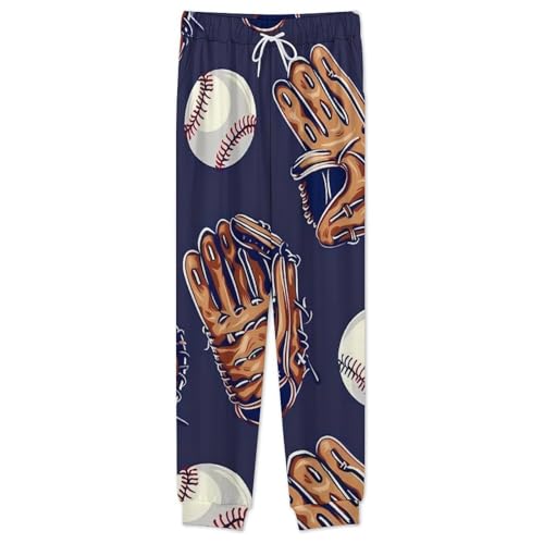 Baseball Glove Men's Pajama Set Long Sleeve Sleepwear Pjs Soft Crewneck Shirts And Bottoms4