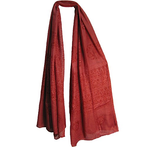 Yoga Trendz Indian Ethnic Om (Aum) Sanskrit Mantra Block Print Cotton Hippie Long Scarf