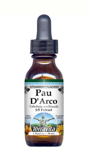 PAU D'Arco (Ipe Roxo) - Extracto líquido de glicerita (15) - Sabor a fresa (1 onza líquida, ZIN 428018) - Paquete de 3