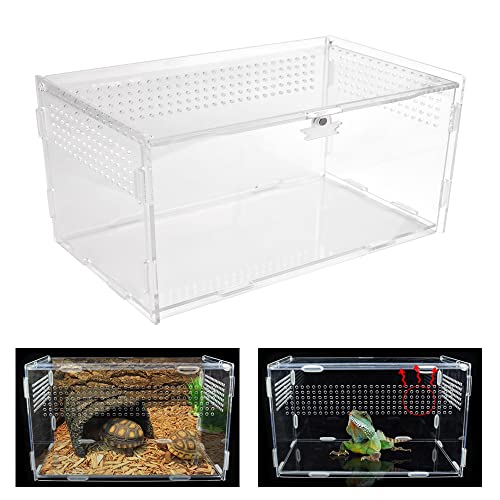 LYTIVAGEN Caja de Alimentación de Insectos 12x12x20cm Reptil acrílico Transparente Terrarios para Reptiles Estuche de Cría de Reptiles para Araña, Lagarto Hábitat Portátil para Reptiles y Mascotas