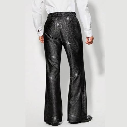 NATHGAM Men's Sequins Pants Shiny 70s/80s Disco Party Dancing Trousers Sparkly Straight Leg Loose Ankle Fashion Formal Pants3