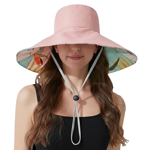 KAICAILA Women Bohemian Reversible Floral Sun Hat Wide Brim Fishing Hats - image 2