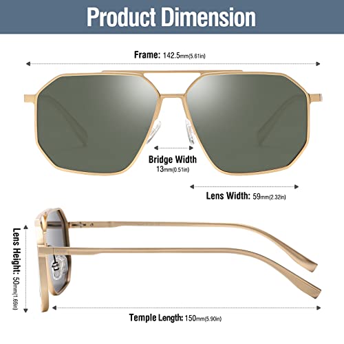 Image of DUCO Polarized Sunglasses Men Women Retro Classic Square Sun Glasses Oversized Vintage Metal Frame Trendy Shades DC3032