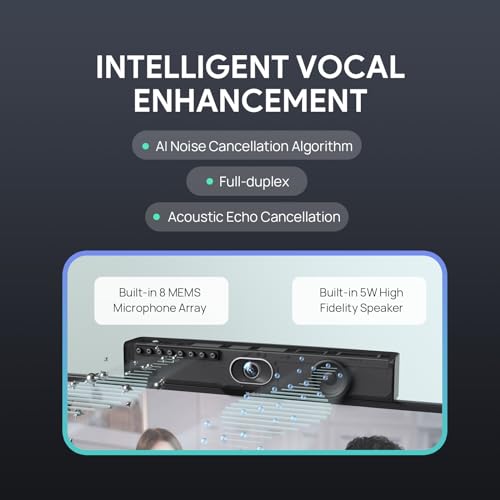 Yealink Video Conference Camera, 4K Webcam, 120° Ai Auto Framing, 8 Microphone Arrays & Speaker Tracking, Ai Noise Cancellation Teams Certified, Meetingbar A10 All-in-one Conference Room Camera System - Image 5