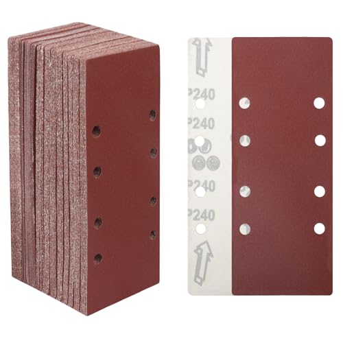 STEBRUAM 30 Pieces Sanding Sheets 93 x 230mm,240 Grits Hook and Loop Sandpaper,Sanding Pads Assorted Fit Sander for Polishing Rust Removal