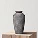 Wancetang Large Rustic Terracotta Vase, 11 inch Tall Ceramic Flower Vase, Clay Farmhouse Decorative Vases for Flowers, Living Room, Shelf, Entryway, Home Decor, Grey