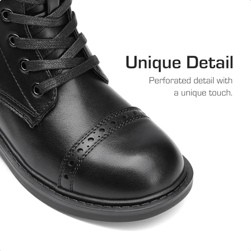 DREAM PAIRS Girls Boys Combat Ankle Boots Side Zipper Shoes with Lace Up for Toddler/Little Kid/Big Kid4