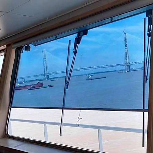 Estor Enrollable Protector Solar Persianas Enrollables Marinas Cortinas para Ventanas Película Azul - Persiana Enrollable con Espejo Unidireccional para Balcón Estudio(Top Install,100x130cm/39x51in)