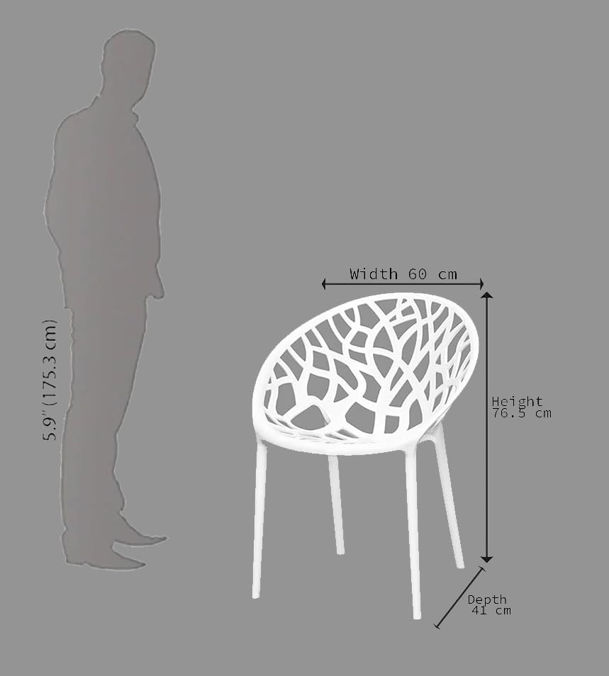 Image of activa Crystal Plastic Arm Chair | Stackable Indoor Outdoor Chair for Home, Balcony, Patio & Garden | Comfortable Designer Armrest Chair | Durable Plastic Seating Furniture (Milky White, Set of 4)