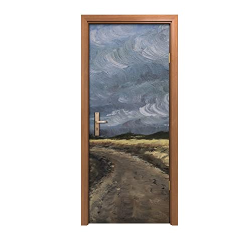 Coloray Etiqueta de la puerta 80x200cm Mural Interior Etiqueta de armario Sala de estar Decoración Imagen - Pintura de hierba paisaje Cover