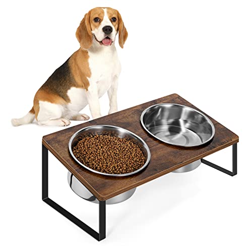 Elevated Dog Bowls, Raised Dog Bowl Stand Feeder For Large Medium Small Size Dogs, Pet Dog Water Food Bowl With 2 Stainless Steel Bowls #TOP26